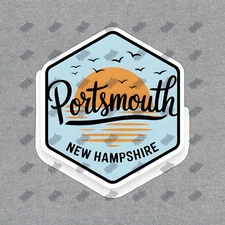 Vintage Portsmouth New Hampshire Coastal Sign Hexagonal Badge Design #8565