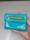 Vintage 1990’s Coca Cola Wallet Teal Tri-Fold Classic Coke Planner Pencil Read