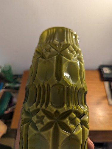 Italian Empoli Green Glass Tiki Vase Mid Century Modern - Picture 16 of 24