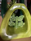 Pair Vintage Shawnee Green Chartreuse Lamps Organic  30” & 20”