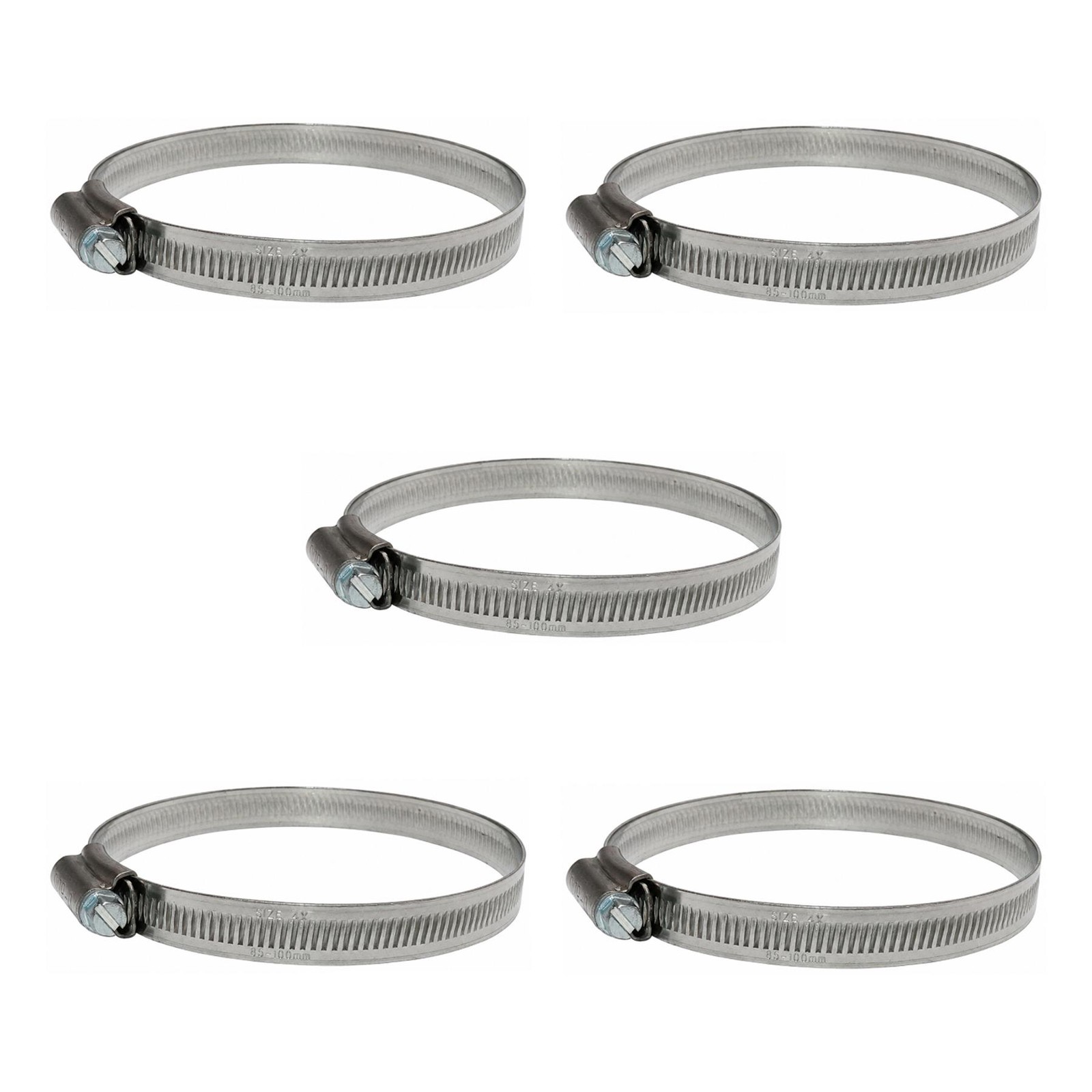 5x JUBILEE STAINLESS STEEL TYPE 304 (A2) HOSE CLIP 85MM-100MM HEAVY DUTY 4XSS