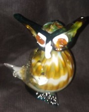 Rare Murano Hand Blown Art Glass Owl Paperweight Vintage 9 inches Bird