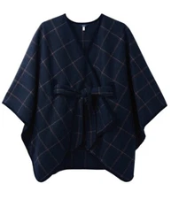 Joules Tweed Cut & Sew Cape Sabrina Jackdaw Blue Warm Classy Country One Size A1