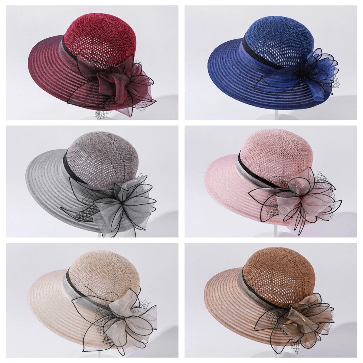 Womens Bridal Organza Tea Party Hats Kentucky Derby Church Hat Dress Fascinator
