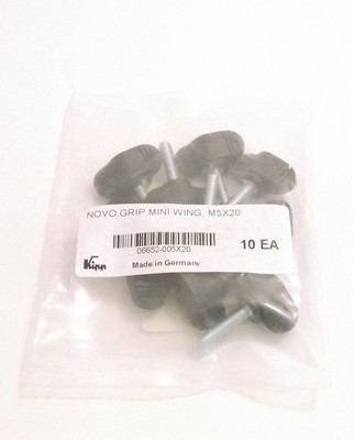 Lotto Di 10 Manopole Ad Ala KIPP 06652-005X20 – Filetto Esterno M5, Lunghezza Vite 0.78″, Materiale Termoplastico, Made In Germany