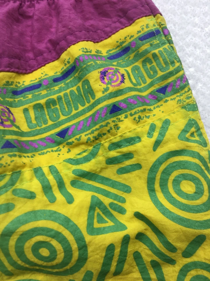Bañador de Colección Laguna Para Hombre L 36-38 Pantalones Cortos Años 80 90 Amarillo Púrpura Verde Azul Foto 4 de 4