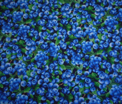 Quilt Fabric 1 1/2 Yard Packed Blueberries Fruit on Navy Blue Premium Cotton