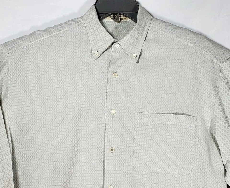 Pronto Uomo Firenze Button Down Long Sleeve White Grey Made in Italy Men's Large - Image 2 of 4