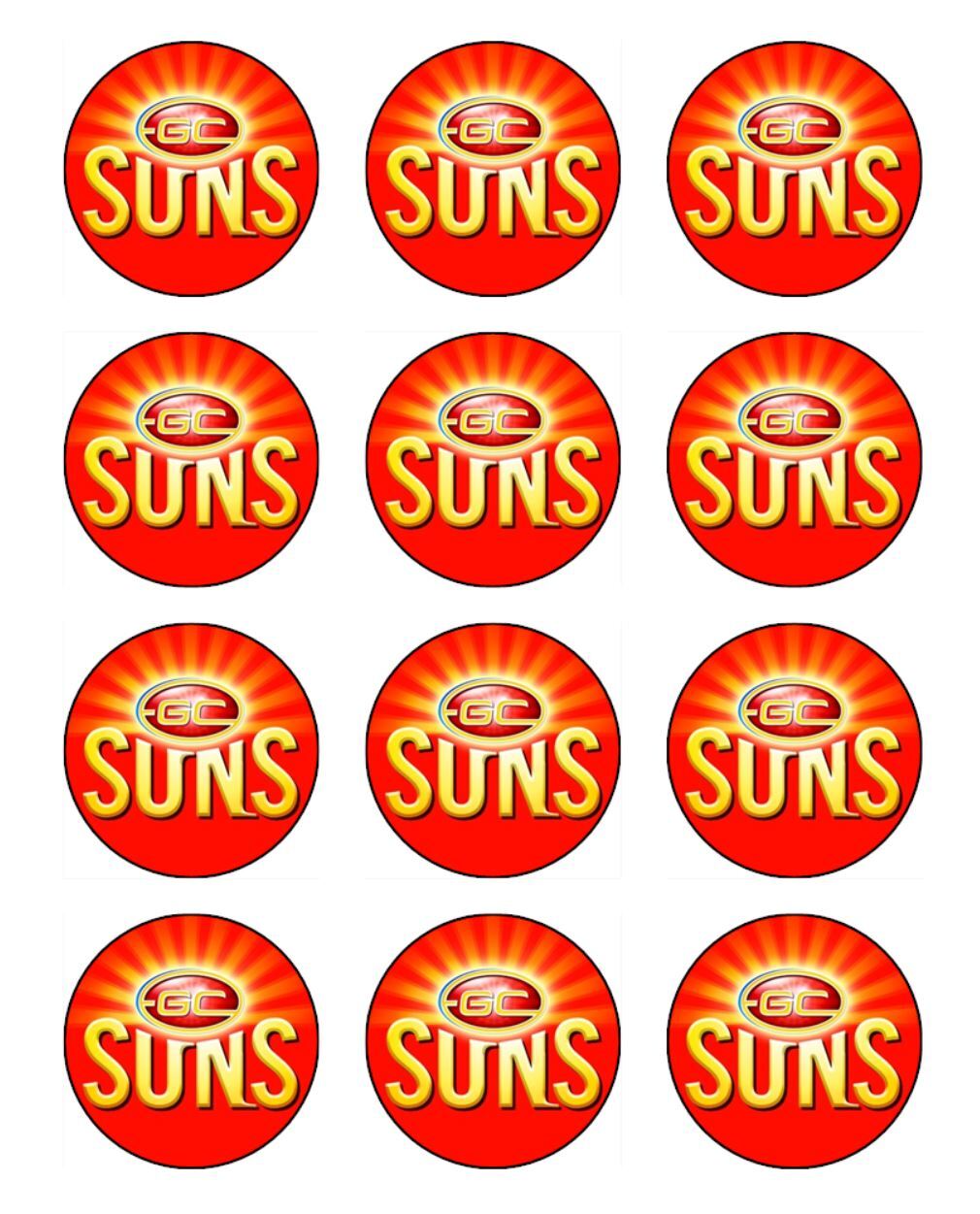 Football Gold Coast Suns Cake Topper Edible Birthday Cupcake football-gold-coast-suns-cake-topper-edible-birthday-cupcake