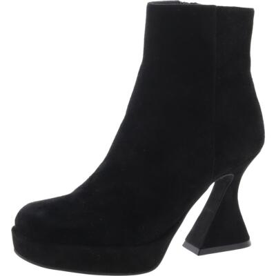 Jeffrey Campbell Womens Black Suede Ankle Booties Heels 6 Medium (B,M) BHFO 2093