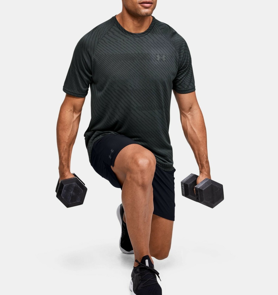 UNDER ARMOUR Mens' Velocity Jacquard short sleeve, gray size XS