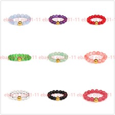 4mm Natural Multi-Color Gemstone Round Beads Circle Adjustable Stretchy Rings