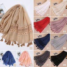 Womens Shawl Scarf Lace Tassel