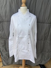 Dennys of London Biała kurtka cateringowa/szef kuchni Mała 91-95cm Klatka piersiowa Prasowa ćwiek Fabrycznie nowa z metką