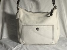 Coach Chelsea Matte White Pebbled Leather Hobo Shoulder Bag 8E98