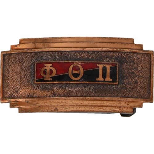 Hebilla de cinturón antigua Phi Theta Pi Fraternity College Universidad década de 1920 - Imagen 1 de 5