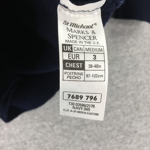 Marks Spencer Sweater Mens Medium Pullover Lambswool Golfer Knit Blue Red - Picture 6 of 6