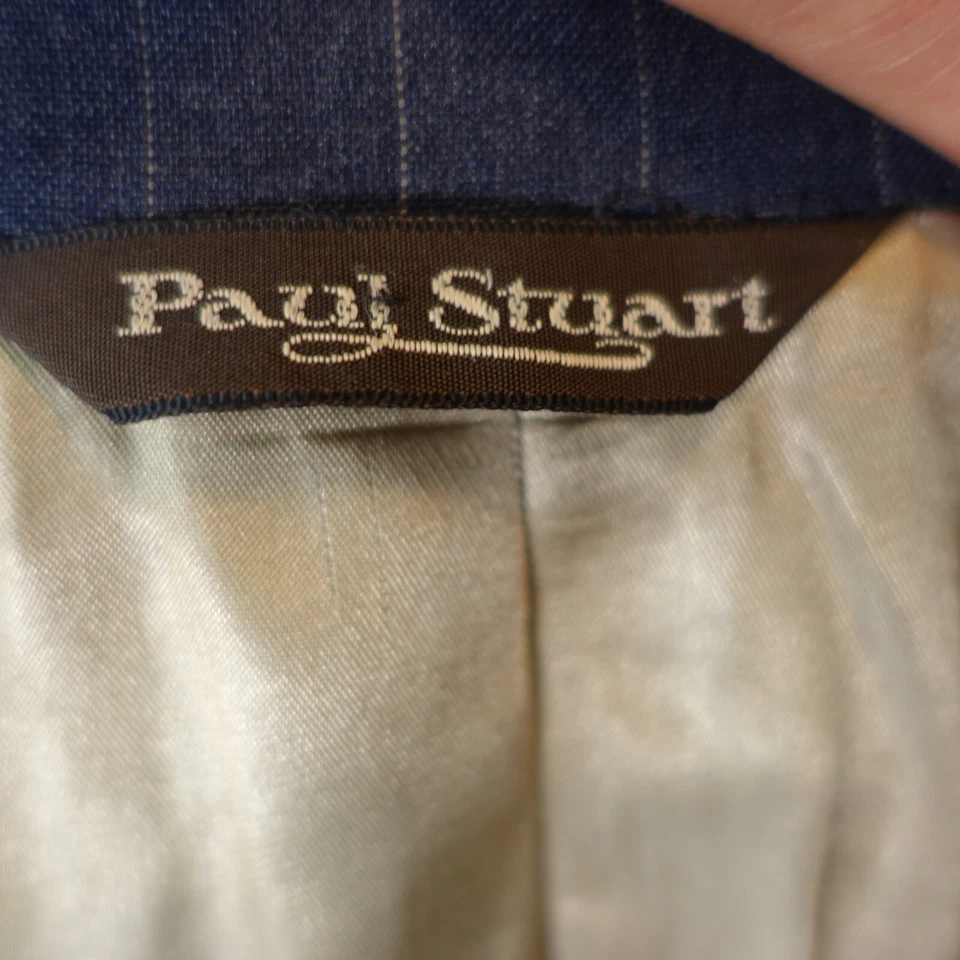 PAUL STUART Navy Sport Coat 38R Small Pinstripe Tailored Blazer Suit Luxe Luxury - Image 4 of 4