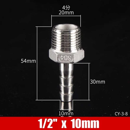 Stainless Male Thread Pipe Fitting x Barb Hose Tail Connector BSP 1/8" to 4" - Bild 76 von 86