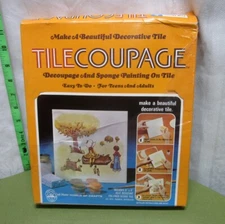 TILECOUPAGE Decorative Tile kit NWT decoupage sponge painting Craft Master 1972