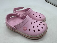 DAMAGED Crocs Crocband Clogs Kids Ballerina Pink Rubber Slip-On Lightweight - J4