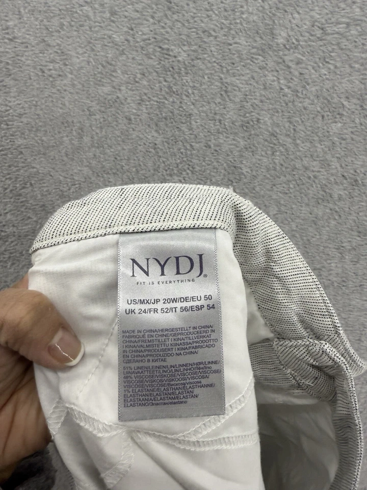 NYDJ 女式短裤斜纹布亚麻混纺加大码 20W 微条纹白色口袋 — 第 4/4 张图片