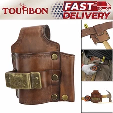 Tourbon Leather 3-in-1 Tools Belt Pouch Hammer Tape Measuring Screwdriver Holder
