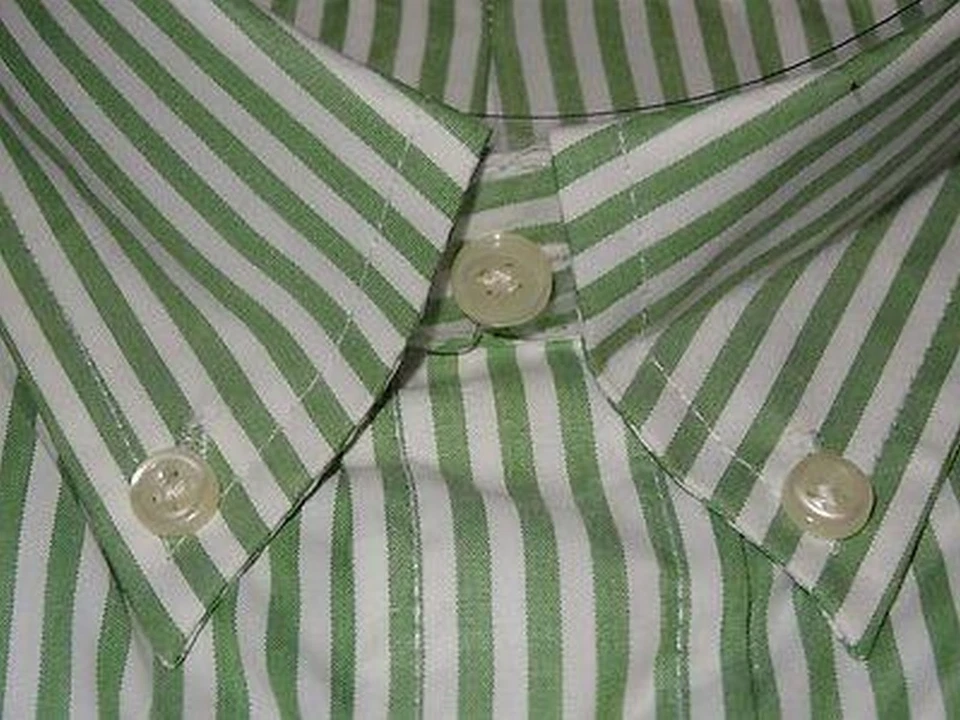 Camisa social masculina TRUE ROCK L listras brancas/verdes claras mangas compridas JFK124 - Imagem 2 de 3