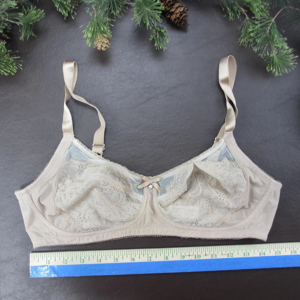 Sujetador Wacoal 36C Bronceado Encaje Inalámbrico Cierre Ajustable Espalda Foto 2 de 4