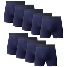9PK Mens Cotton Boxer Briefs Tagless Comfort Flex Underwear With Opening Fly