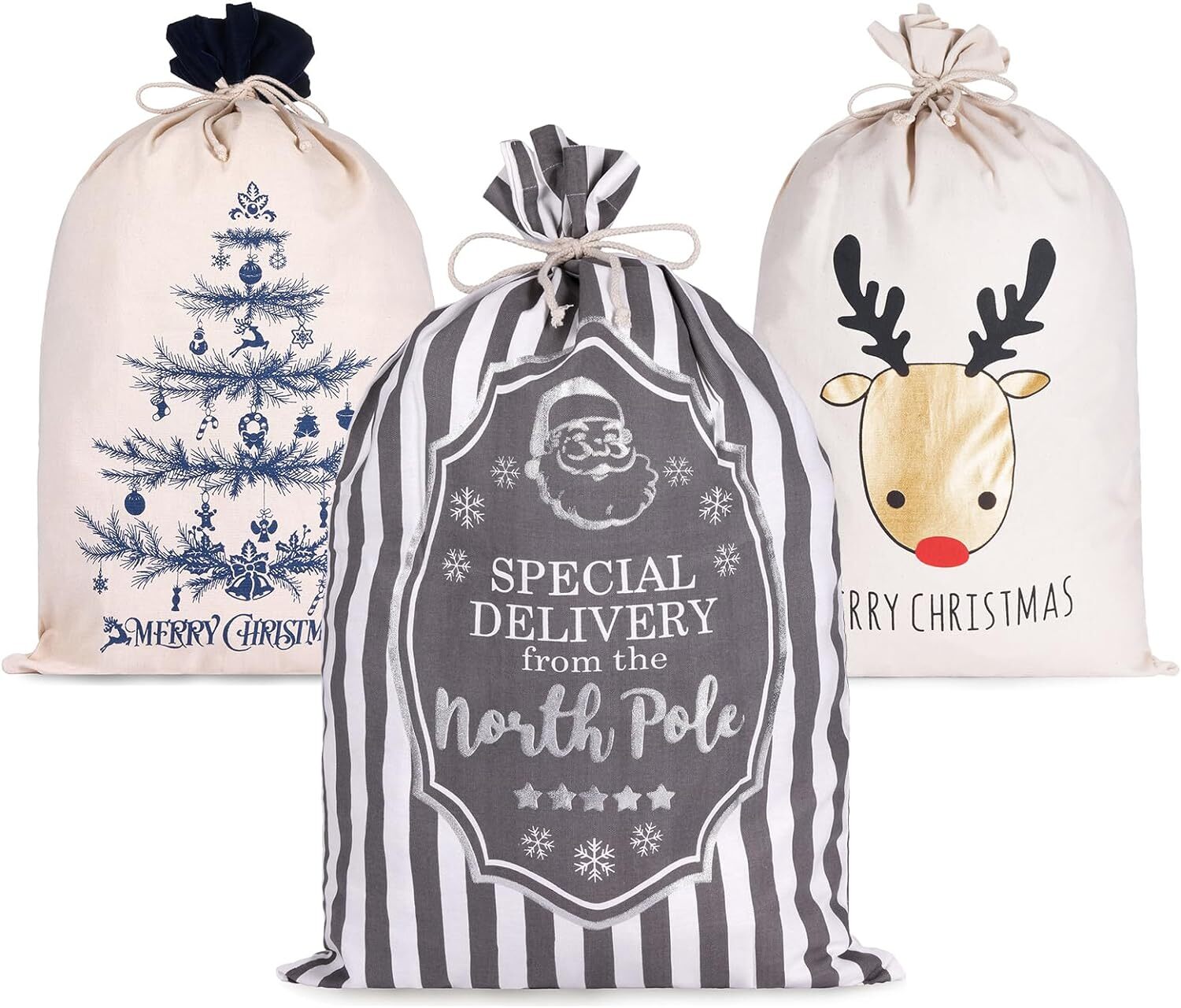 Saco Navidad Reno REGALOS PAPA NOEL Bolsas Regalos Extra Grande 80x50 cm Cordón