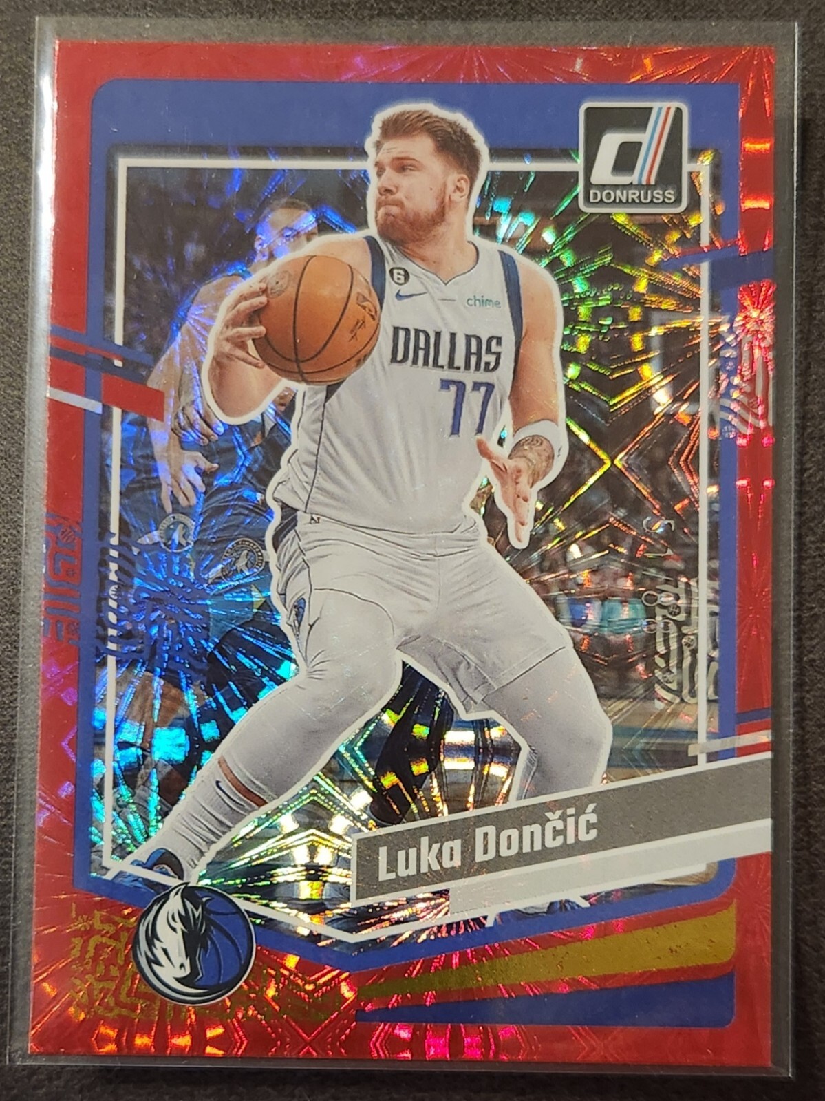 Luka Doncic 2023-24 Donruss Red Fireworks 51/88 - #141 - Mavericks