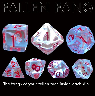 Fallen Fang Dice Set - RED ink - Dungeons and Dragons, Pathfinder Dungeon Master