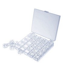 25pcs Sewing Machine Bobbins Spools Universal Fit Plastic Clear with Storage Box