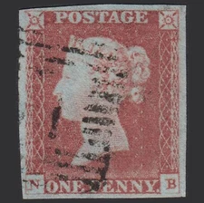 Q20_19 GB QV 1841 1d RED-BROWN PLATE 84 SG8-B1(1) NB VFU 4M IMPERF SCOTLAND