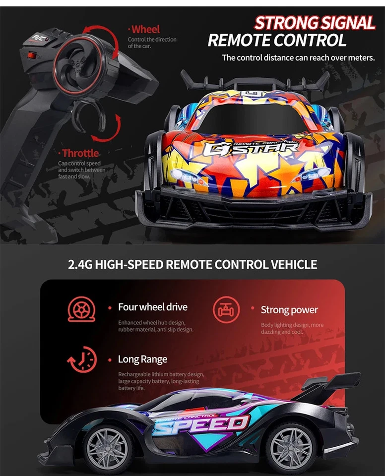 1:18 RC Drift Rennwagen 2.4G 20KM / H Hochgeschwindigkeit Klettern Off Road Auto - Bild 3 von 4