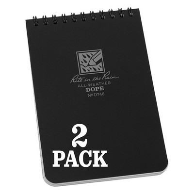 Top Spiral DOPE Logbook, 4'' X 6'', Black Cover, 2 Pack