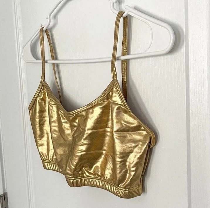 Sujetador deportivo Natalie Dancewear metálico imitación cuero aspecto húmedo brillo baile - dorado Foto 4 de 4