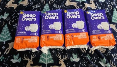 LG/XL Youth Sleep Overs AM/PM Protection Pants, 4x12 Pk 48 ct. Diapers Pull Ups.
