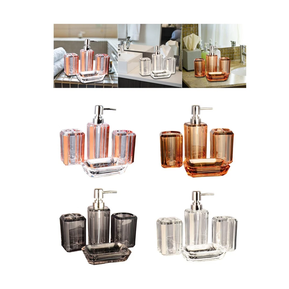 4Pcs Bathroom Accessories Set Toothbrush Cup Acrylic Toilet Accessories Set - Image 1 of 1