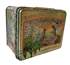 Vintage Celestial Seasonings Tin Tea Box Almond Sunset 1985