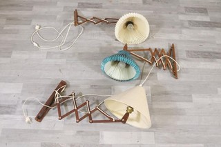 3x Midcentury Scissor Wall Lamp Teak Wood Erik Hansen 1950s (MVL7216)