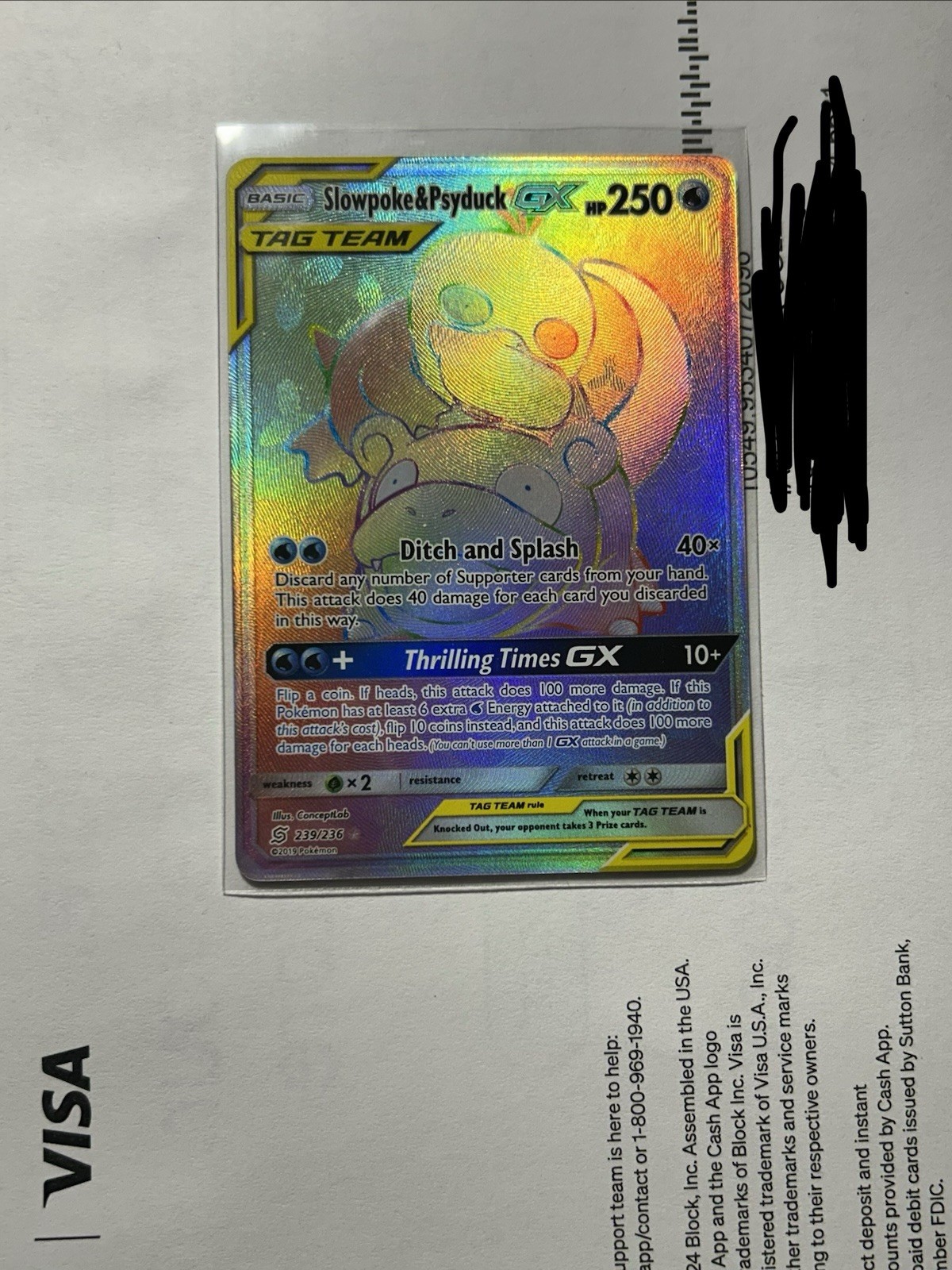 Slowpoke & Psyduck GX - 239/236 - Pokemon Unified Minds Sun Moon Secret Card NM