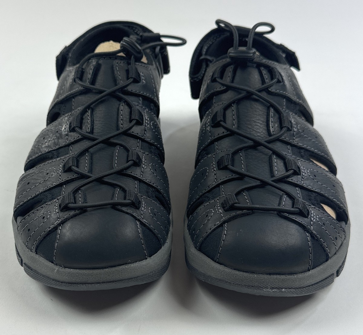 Clarks Shoes Mens 11M Brixby Cove Black Leather Casual Sandals Summer Vacation Clarks Guideview Cove Black/Dark Brown Leather Sandals $115  main image 2