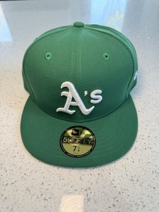 New Era Oakland Athletics A's Fitted 59Fifty Sz 7 3/8 MLB Green Yellow On Field