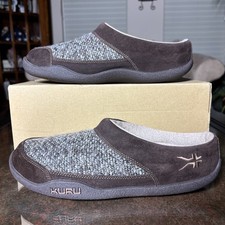 Kuru Draft Slippers Men's Size 9.5 Brown Grey Knit Comfort Walking Mule Slip-ON