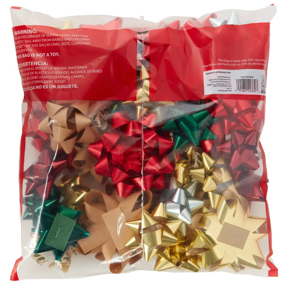 Bolsa de arco de regalo de lujo multicolor Heritage Holiday Christmas, 40 unidades Foto 3 de 4