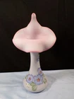 Fenton Blue Burmese Glass Hand Painted Jack in the Pulpit Vase - Blue Flowers #2