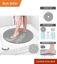 Luxurious 24 Inch Non-Slip Shower Mat with Drain Hole - Soft Loofah Texture