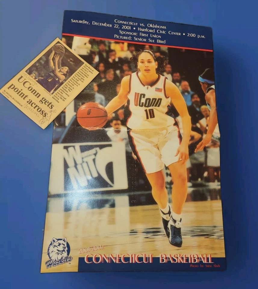 1998 Signed UCONN Sue Bird Cut & 2001 Ltd Storrs Stadium Premium Game Poster HOF - Image 2 of 4